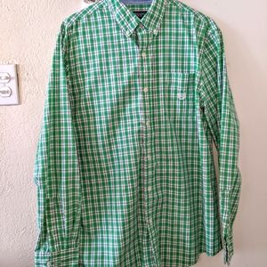 Mens green plaid long sleeve